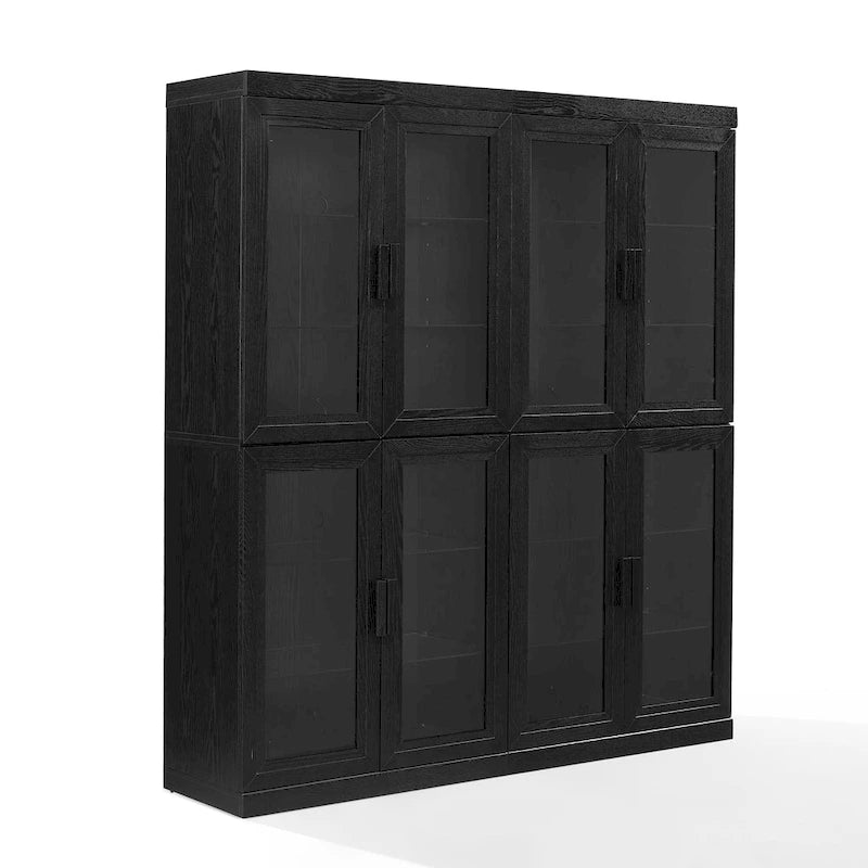 Set di 2 mobili da dispensa da cucina con anta a vetro