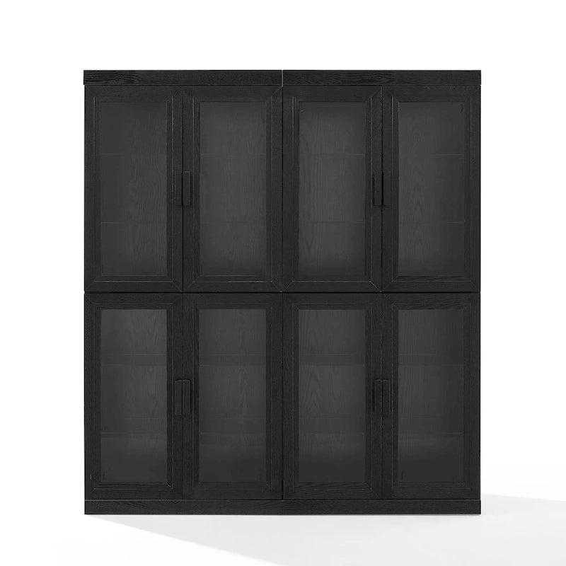 Set di 2 mobili da dispensa da cucina con anta a vetro
