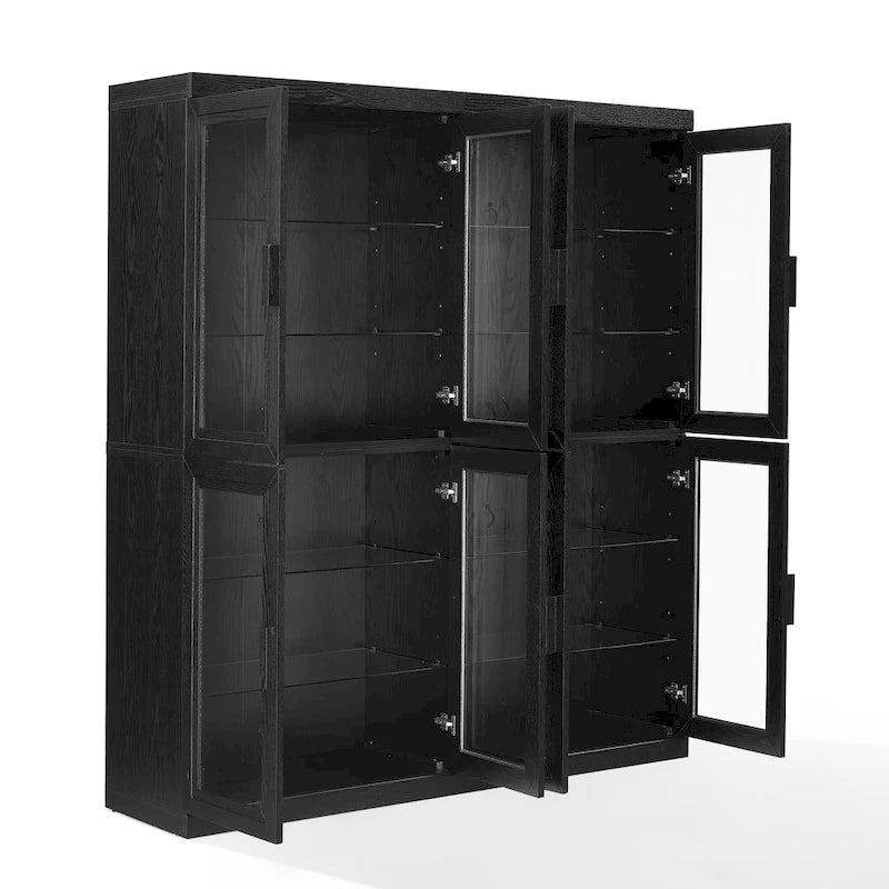 Set di 2 mobili da dispensa da cucina con anta a vetro