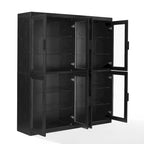 Set di 2 mobili da dispensa da cucina con anta a vetro
