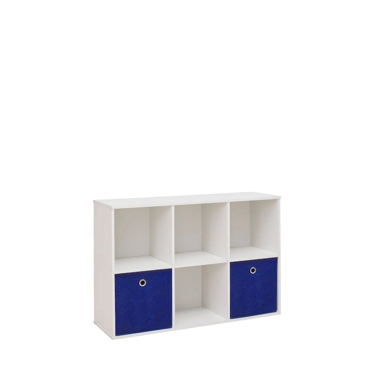 Organizzatore portaoggetti a 6 cubi con 2 cassetti in tessuto, bianco