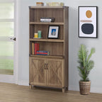 Libreria a 2 ante con ripiani aperti stile rustico, finitura rovere anticato, 30,5 x 78 x 171 cm (L x P x A)