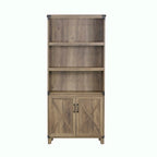 Libreria a 2 ante con ripiani aperti stile rustico, finitura rovere anticato, 30,5 x 78 x 171 cm (L x P x A)