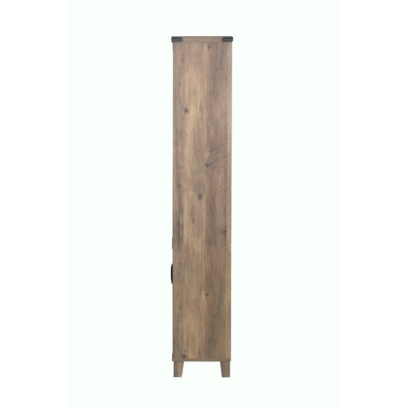 Libreria a 2 ante con ripiani aperti stile rustico, finitura rovere anticato, 30,5 x 78 x 171 cm (L x P x A)