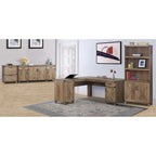Libreria a 2 ante con ripiani aperti stile rustico, finitura rovere anticato, 30,5 x 78 x 171 cm (L x P x A)