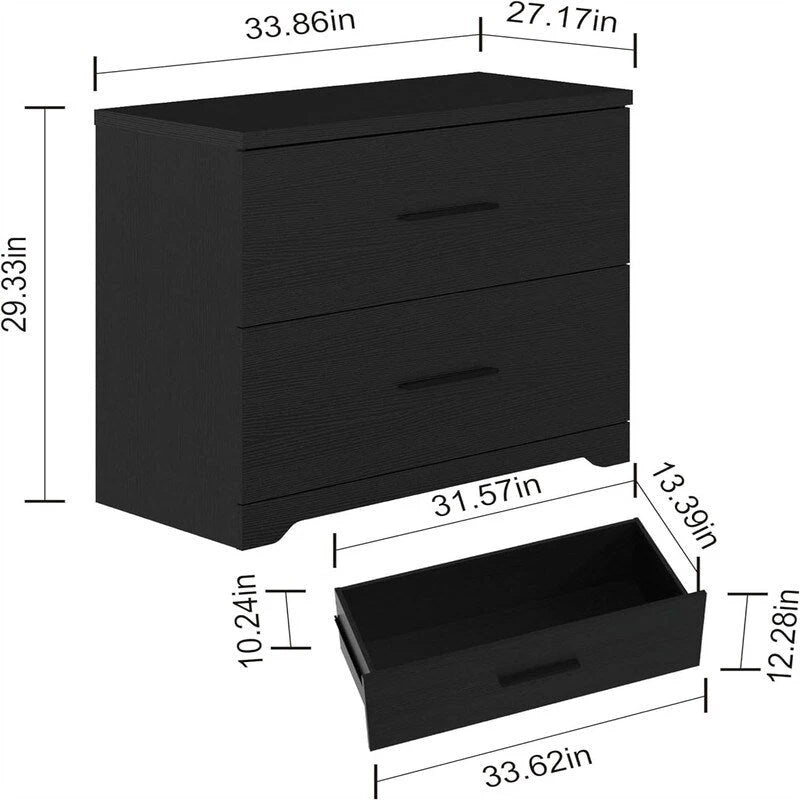 Classificatore orizzontale in legno a 2 cassetti - 27.17P x 33.86L x 29.33A