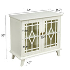 Credenza Bianca con Ante in Vetro Temperato e Ripiani Regolabili