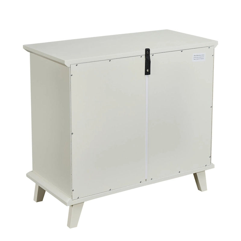Credenza Bianca con Ante in Vetro Temperato e Ripiani Regolabili