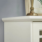 Credenza Bianca con Ante in Vetro Temperato e Ripiani Regolabili