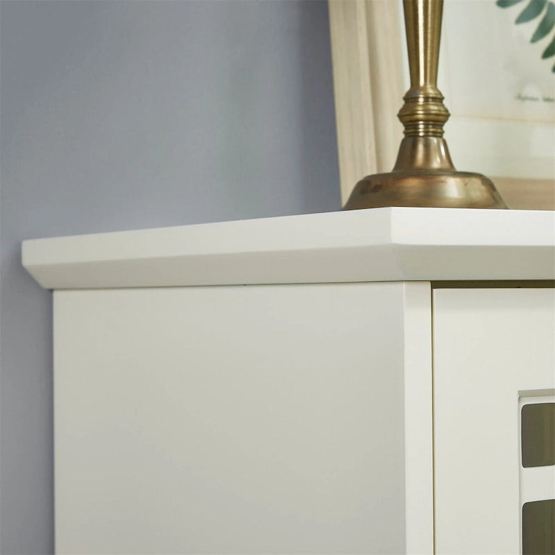 Credenza Bianca con Ante in Vetro Temperato e Ripiani Regolabili