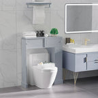 Mobiletto salvaspazio da bagno sopra il WC con ripiani regolabili, grigio