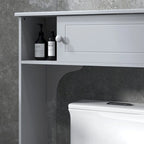 Mobiletto salvaspazio da bagno sopra il WC con ripiani regolabili, grigio