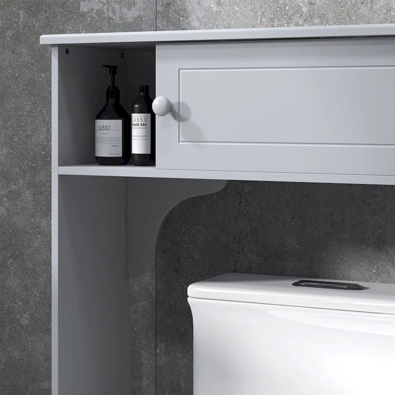 Mobiletto salvaspazio da bagno sopra il WC con ripiani regolabili, grigio