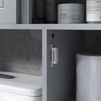 Mobiletto salvaspazio da bagno sopra il WC con ripiani regolabili, grigio