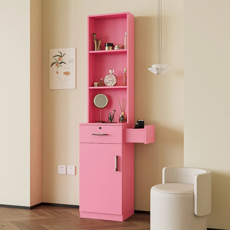 15.67 in. W x 70.87 in. H MDF Freestanding Linen Cabinet with Multi-layer Storage