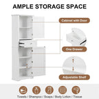 Armadietto da bagno alto 170 cm con cassetto e ripiano regolabile