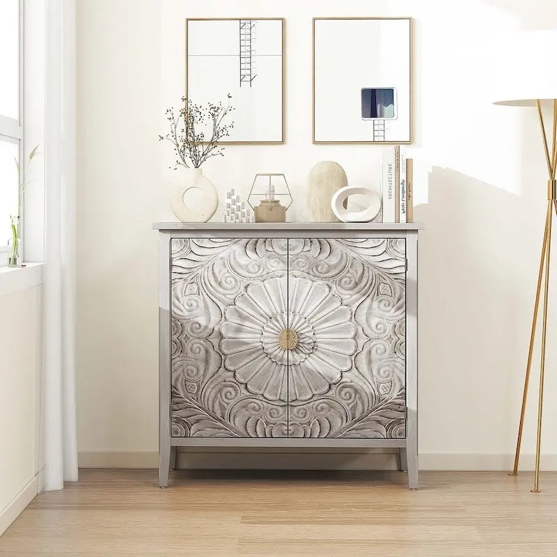 Mobiletto Grigio Chiaro con Ripiani Regolabili, 80 x 38 cm