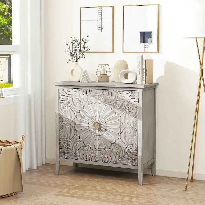 Mobiletto Grigio Chiaro con Ripiani Regolabili, 80 x 38 cm