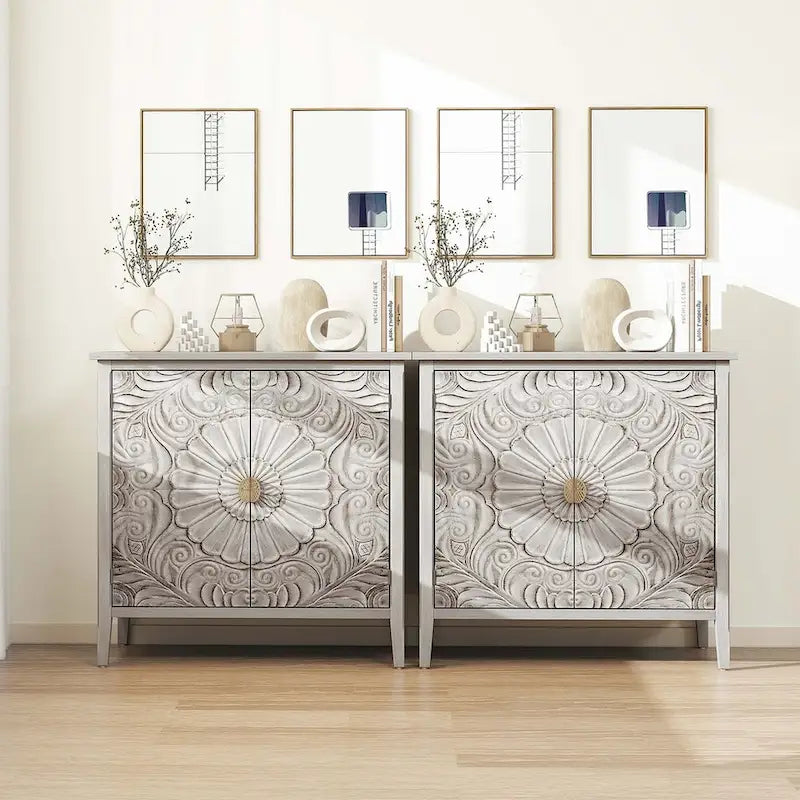 Mobiletto Grigio Chiaro con Ripiani Regolabili, 80 x 38 cm