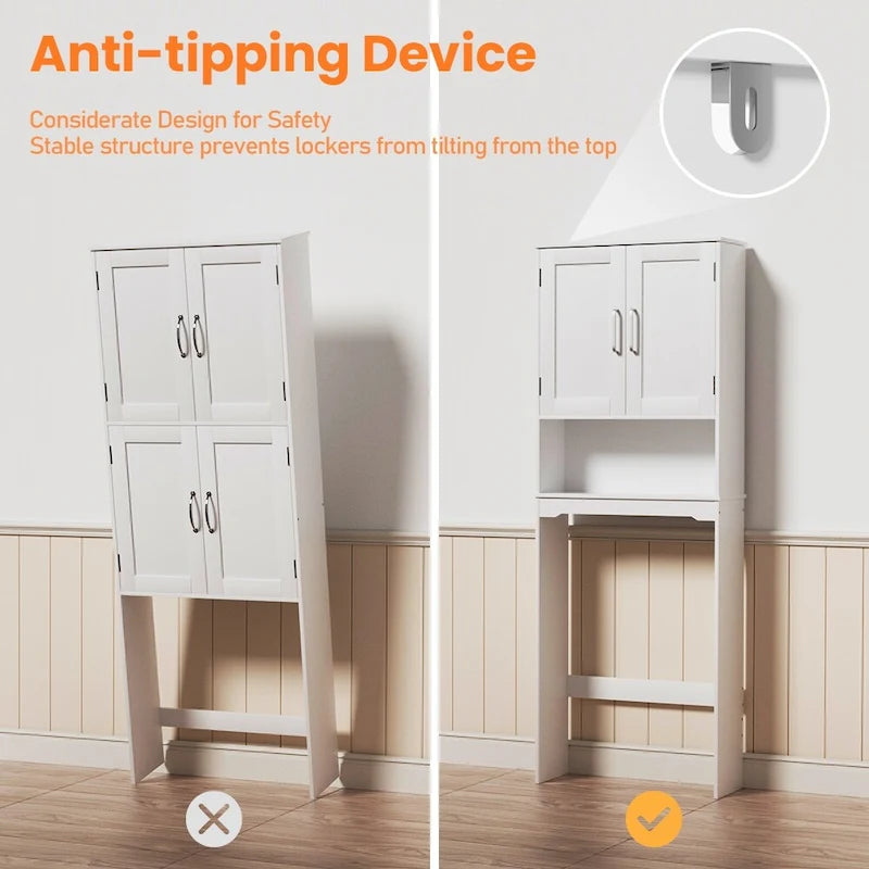 Mobiletto Sopra il WC con Ante e Ripiani Regolabili