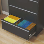 Seitlicher Stahlschrank mit 5 Schubladen und Schloss