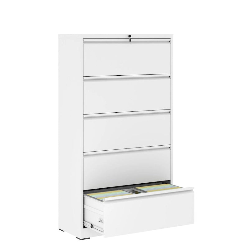Seitlicher Stahlschrank mit 5 Schubladen und Schloss