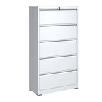 Seitlicher Stahlschrank mit 5 Schubladen und Schloss