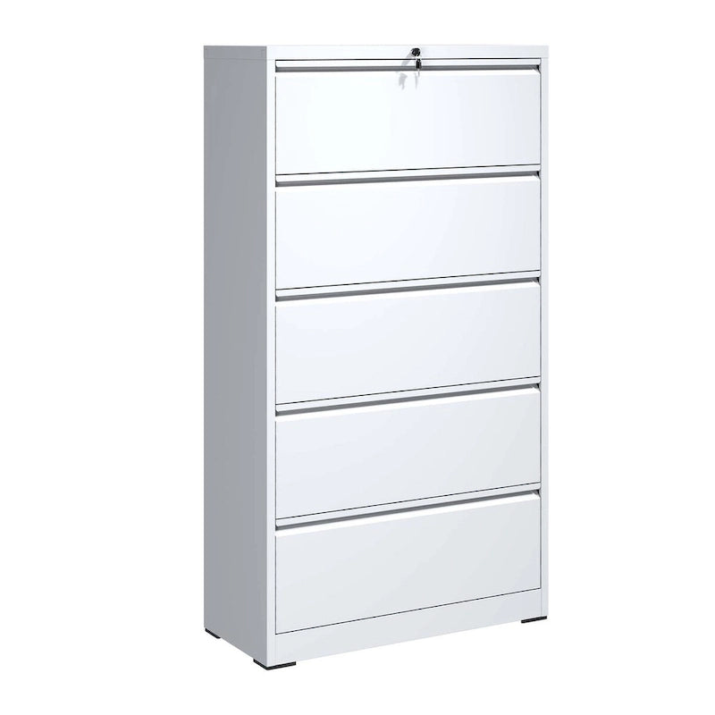 Seitlicher Stahlschrank mit 5 Schubladen und Schloss