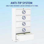 Seitlicher Stahlschrank mit 5 Schubladen und Schloss