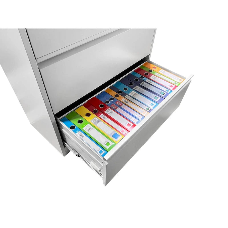 Seitlicher Stahlschrank mit 5 Schubladen und Schloss