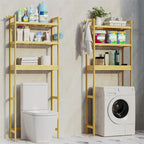 Scaffale portaoggetti in bambù da bagno sopra il WC con ripiani regolabili