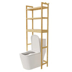 Scaffale portaoggetti in bambù da bagno sopra il WC con ripiani regolabili